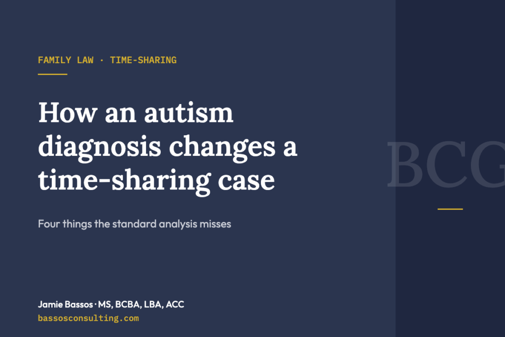 How an autism diagnosis changes a time-sharing case – Bassos Consulting Group