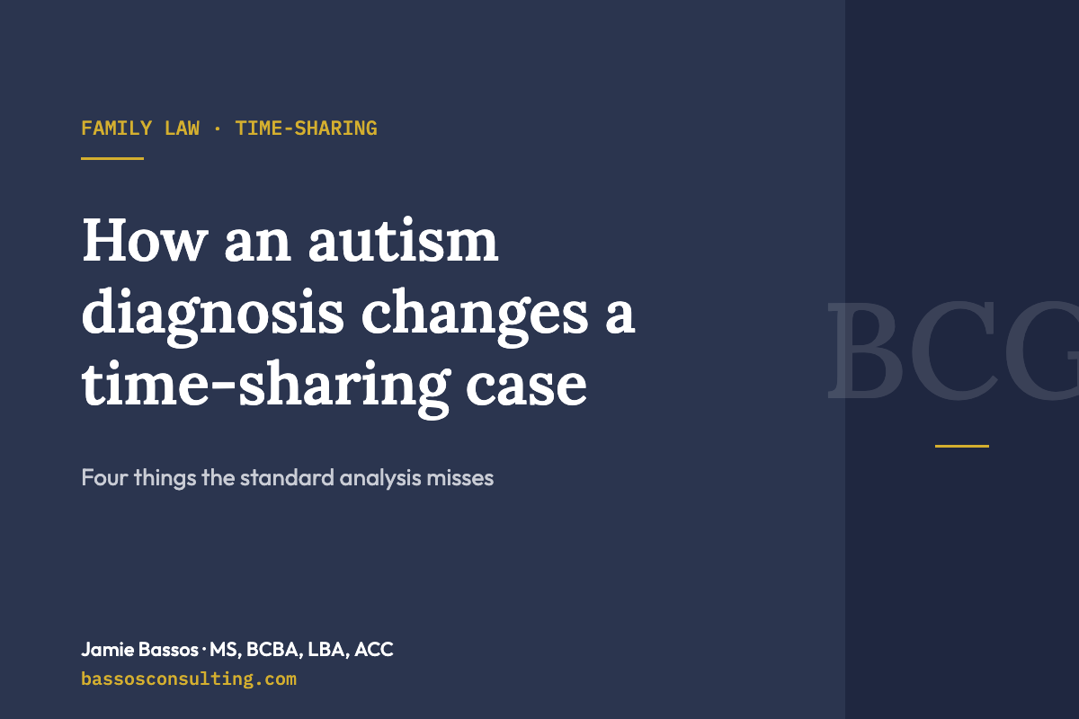 How an autism diagnosis changes a time-sharing case – Bassos Consulting Group