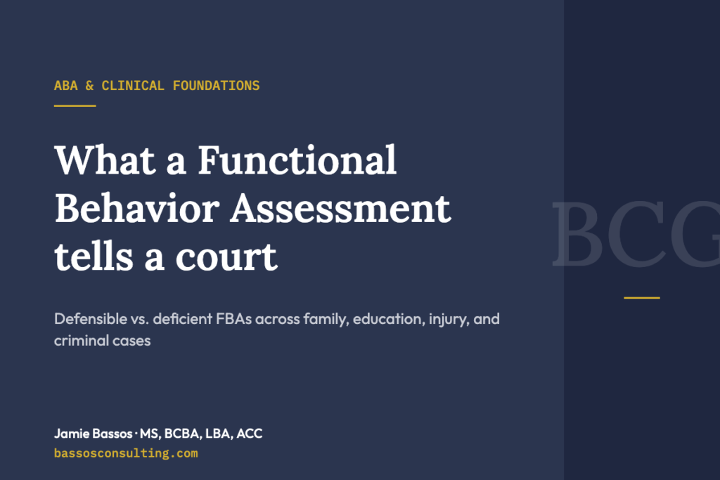 What a Functional Behavior Assessment tells a court – Bassos Consulting Group
